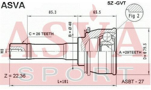 ШРУС Asva, внешний, арт. SZ-GVT
