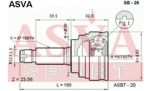 ШРУС Asva, внешний, арт. SB-26