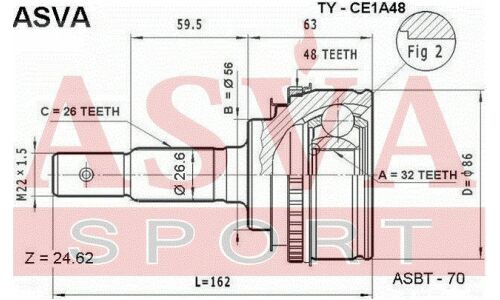 ШРУС Asva внешний, арт. TY-CE1A48