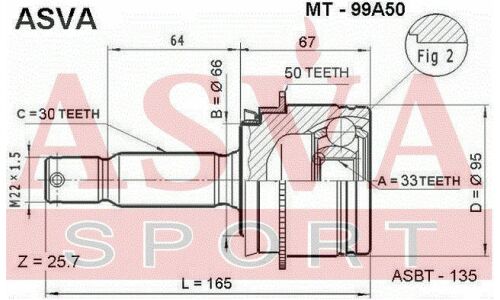 ШРУС Asva внешний, арт. MT-99A50
