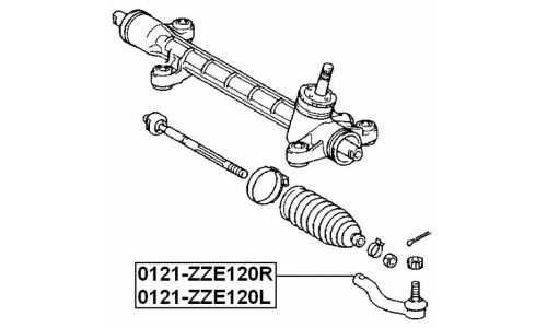 Наконечник рулевой тяги Febest, левый, арт. 0121-ZZE120L