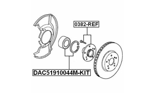 Подшипник ступичный 51x91x44 | перед прав/лев Febest, арт. DAC51910044M-KIT