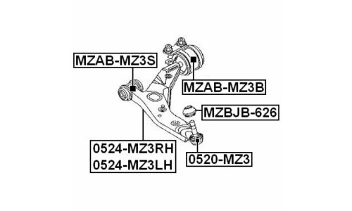 Сайлентблок Febest, арт. MZAB-MZ3B