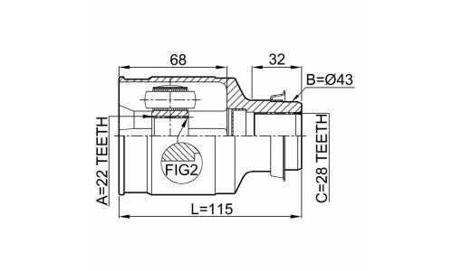 Шрус внутренний 22x43x28 | перед прав Febest, арт. 0511-323FRH