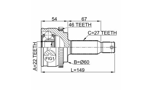 Шрус наружный 22x60x27 | перед прав/лев Febest, арт. 1210-ELNA46