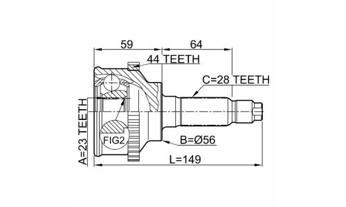 Шрус наружный 23x56x28 | перед прав/лев Febest, арт. 0510-018A44