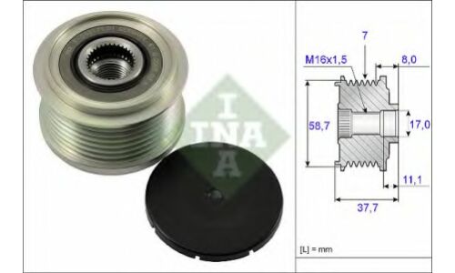 Шкив генератора с обгонной муфтой INA, арт. 535 0128 10