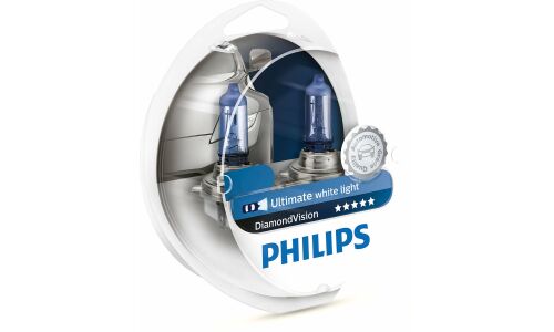 Лампа галогенная Philips DiamondVision H4 (P43t, T16), 12В, 60/55Вт, 5000К, комплект 2 шт