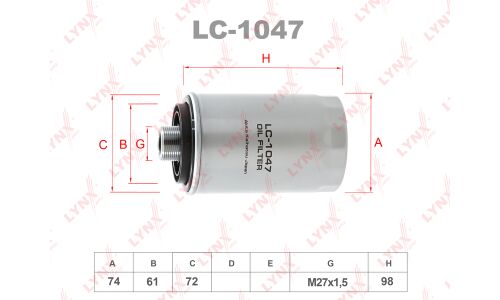 Фильтр масляный LYNXauto, арт. LC-1047