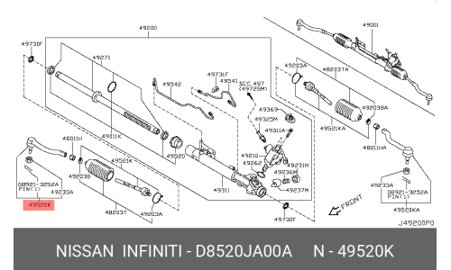 Наконечник рулевой тяги | перед прав Nissan, арт. D8520-JA00A