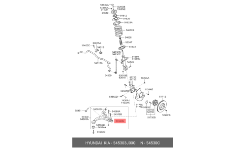 Опора шаровая Hyundai/Kia, передняя, арт. 54530-3J000