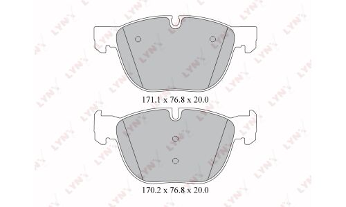 Колодки тормозные дисковые LYNXauto передние, комплект на ось (4 шт), арт. BD-1417