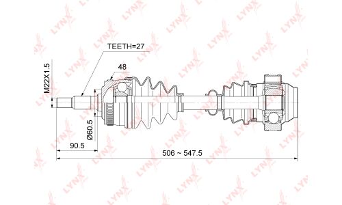 Привод в сборе LYNXauto, передний, арт. CD-5303A