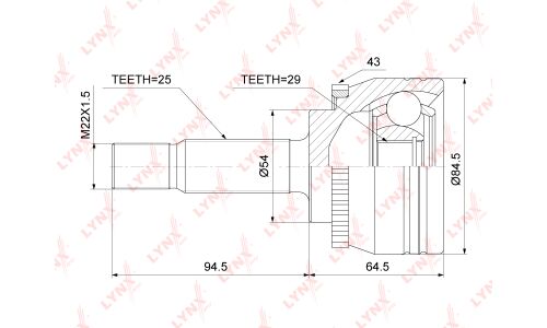 ШРУС LYNXauto, внешний, арт. CO-5524A
