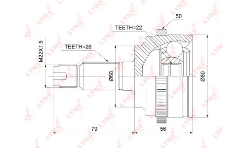 ШРУС LYNXauto, внешний, арт. CO-3468A