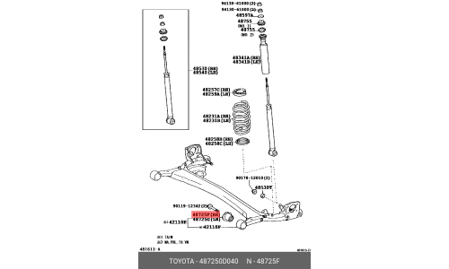 Сайлентблок балки моста Toyota, арт. 48725-0D040