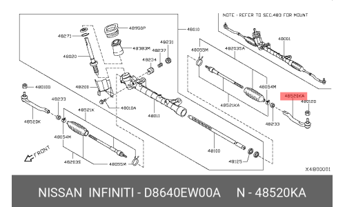 Наконечник рулевой тяги Nissan, левый, арт. D8640EW00A
