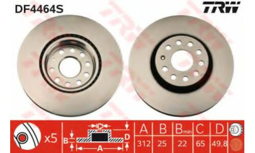 Диск тормозной TRW, арт. DF4464S