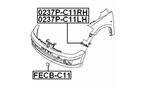 Кронштейн крепления бампера переднего | перед прав Febest, арт. 0237P-C11RH