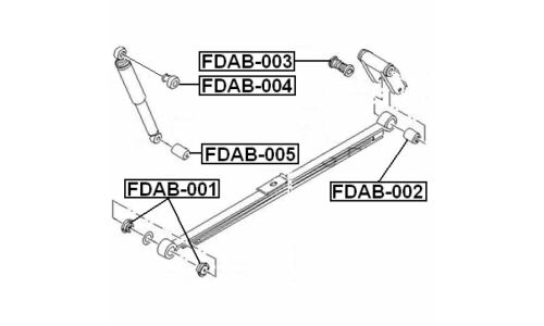 Сайлентблок задней рессоры Febest, арт. FDAB-001