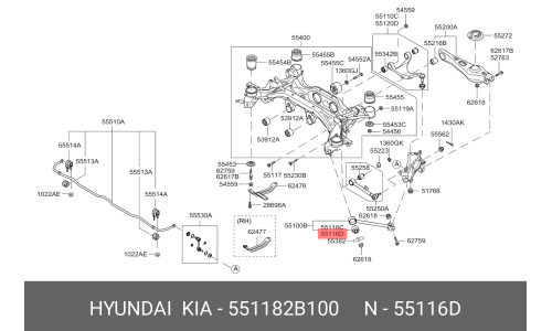 Сайлентблок рычага подвески | перед Hyundai/Kia, арт. 55118-2B100