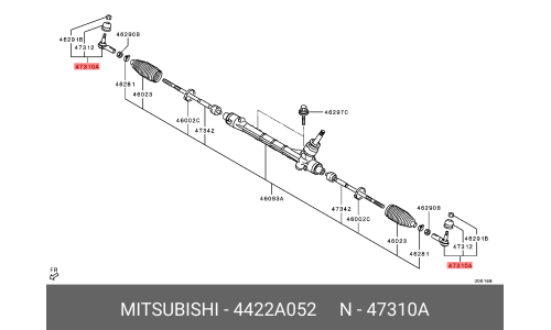 Наконечник рулевой тяги | прав/лев | ( 4422A018 ) Mitsubishi, арт. 4422A052