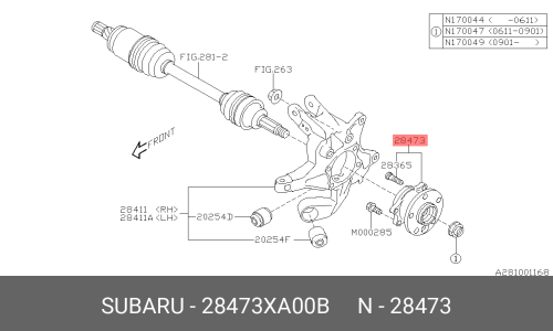 Ступица колеса | зад прав/лев Subaru, арт. 28473-XA00B