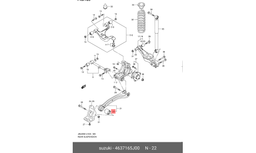 Сайлентблок рычага подвески | зад Suzuki, арт. 46371-65J00