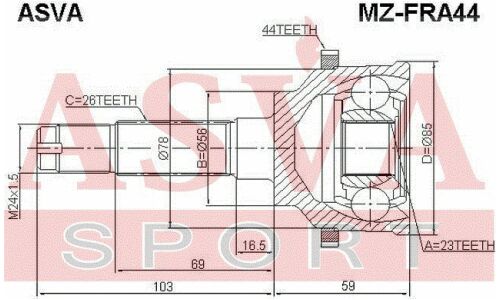 ШРУС Asva, внешний, арт. MZ-FRA44