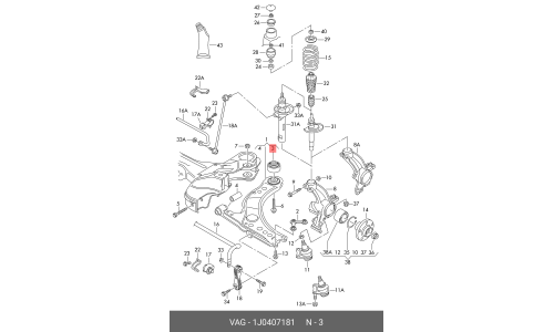 Сайлентблок переднего рычага VAG, для Skoda Rapid, арт. 1J0 407 181