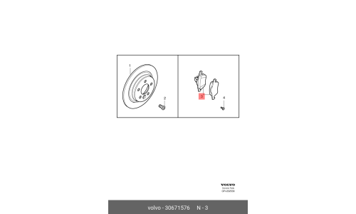 Колодки тормозные дисковые Volvo, задние, комплект на ось (4 шт), арт. 30671576