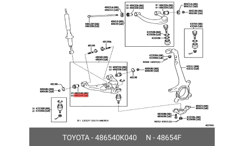 Сайлентблок Toyota, арт. 486540K040