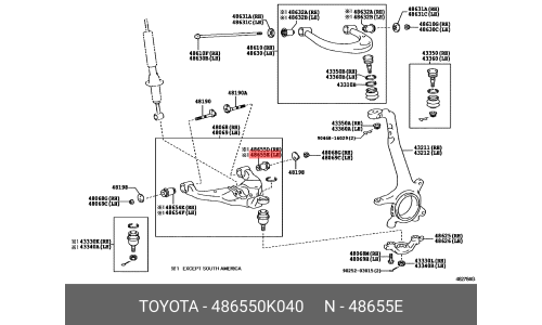 Сайлентблок переднего рычага Toyota, арт. 48655-0K040