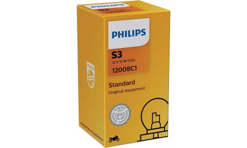 Лампа галогенная Philips Vision Moto S3 (P26s, G26), 12В, 15Вт, 1 шт, арт. 12008C1