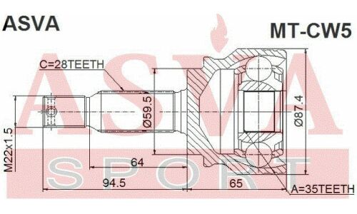 ШРУС Asva, внешний, арт. MT-CW5