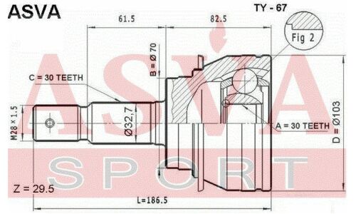 ШРУС Asva внешний, арт. TY-67