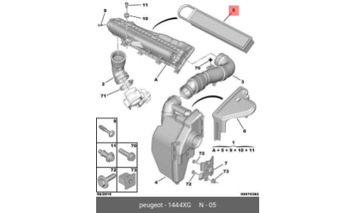 Фильтр воздушный Citroen/Peugeot, арт. 1444.XG
