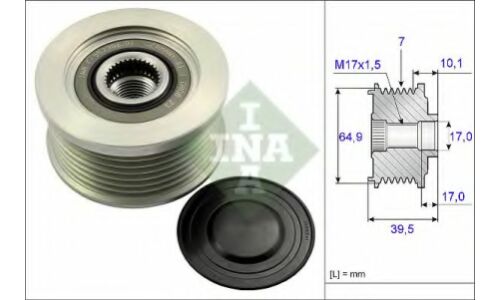 Шкив генератора с обгонной муфтой INA, арт. 535 0177 10