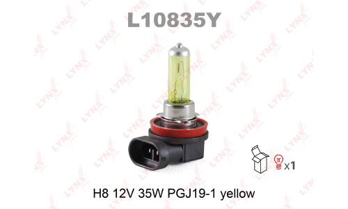 Лампа галогенная LYNXAuto Yellow H8 (PGJ19-1, T11), 12В, 35Вт, 2800К, 1 шт, арт. L10835Y