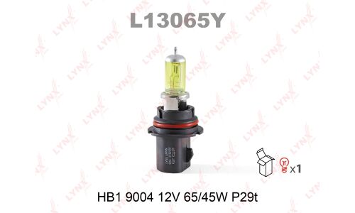 Лампа галогенная LYNXAuto Yellow HB1(9004) (P29t, T17), 12В, 65/45Вт, 2800К, 1 шт, арт. L13065Y