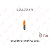 Лампа LYNXauto HY21W (BAY9s, T9), 24В, 21Вт, оранжевая, 1 шт, арт. L24721Y