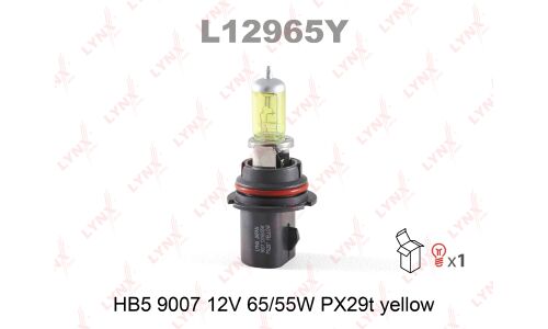 Лампа галогенная LYNXAuto Yellow HB5(9007) (PX29t, T17), 12В, 65/55Вт, 2800К, 1 шт, арт. L12965Y