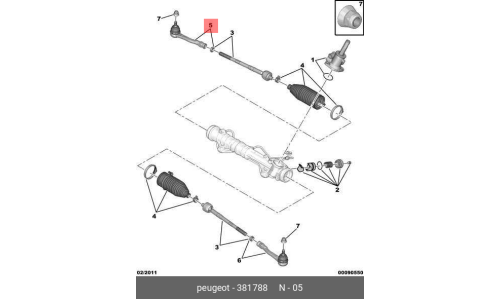 Наконечник рулевой тяги Citroen/Peugeot, правый, арт. 3 817.88
