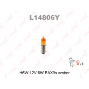 Лампа LYNXauto Amber H6W (BAX9s, T9), 12В, 6Вт, оранжевая, 1 шт, арт. L14806Y