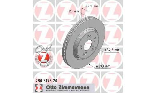 Диск тормозной | перед Zimmermann, арт. 280.3175.20