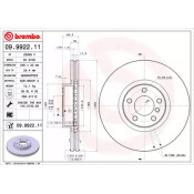 Диск тормозной Brembo, передний, правый/левый, 1 шт, арт. 09.9922.11