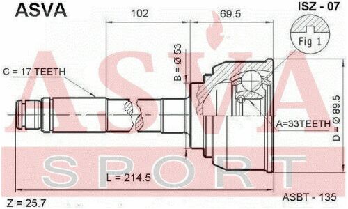 ШРУС Asva, внешний, арт. ISZ-07