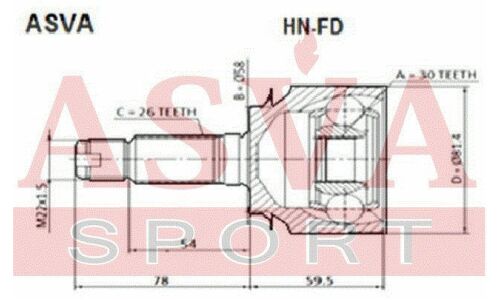 ШРУС Asva, наружный, для Honda Civic, арт. HN-FD