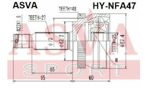ШРУС Asva, передний, наружный, для Hyundai Sonata, арт. HY-NFA47