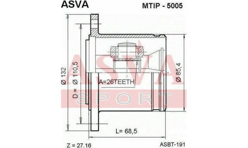 ШРУС Asva, внутренний, для Mitsubishi Pajero, арт. MTIP-5005